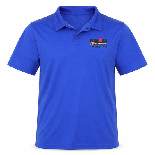 Front view of Preworn men’s blue basic polo, size M