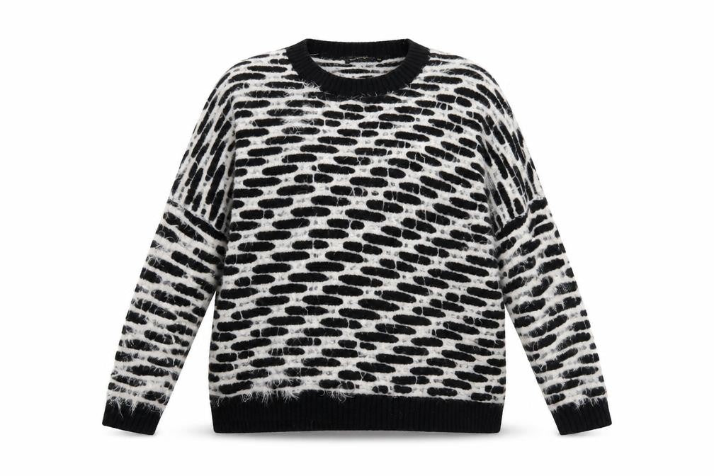 Front view of QED London women’s black jumper, size L
