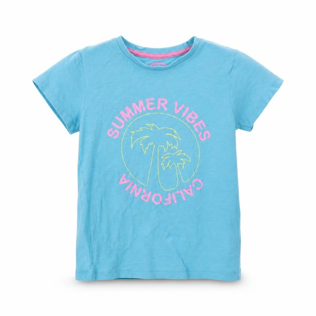 Front view of Matalan girls’ blue basic t-shirt, size 8, years