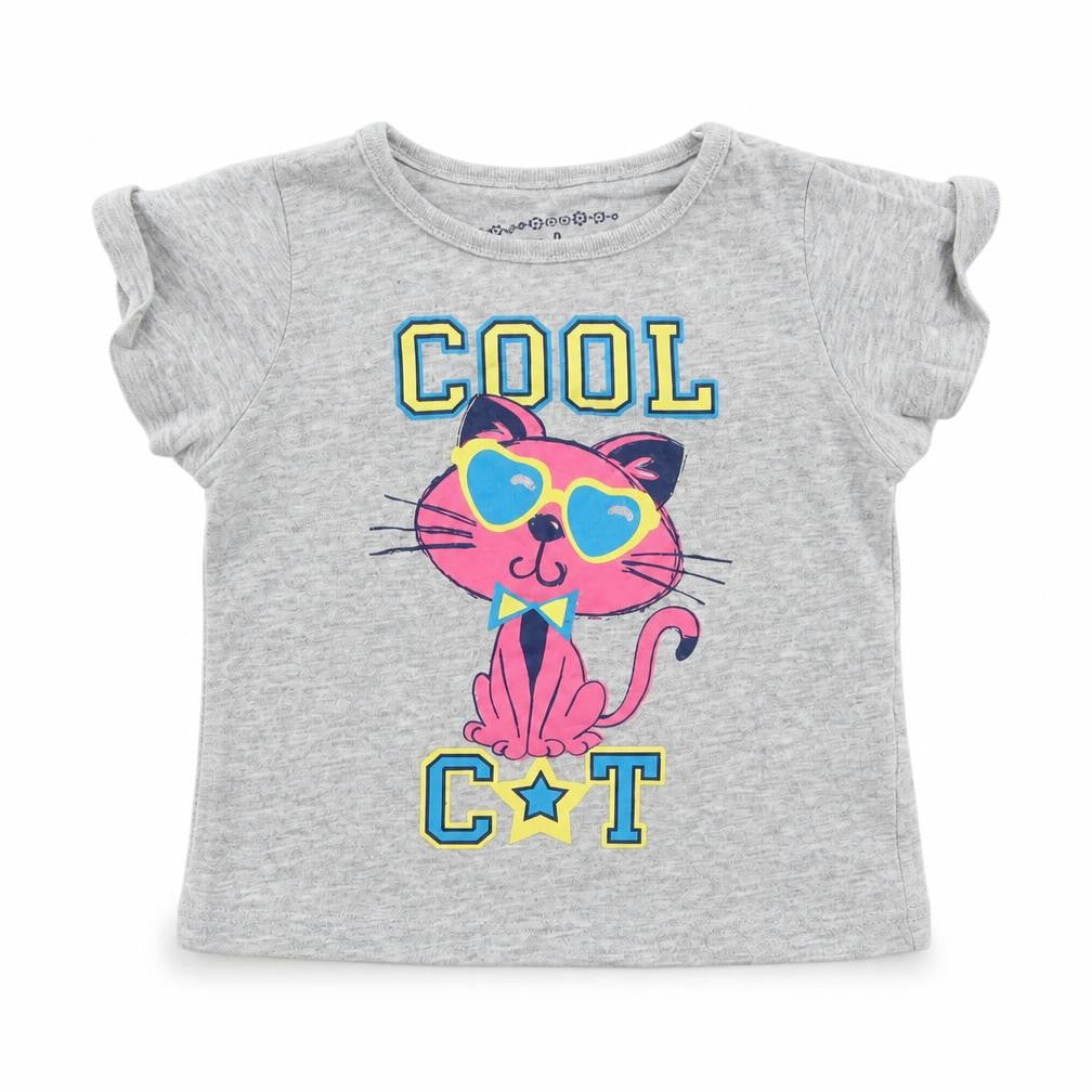 Front view of Pep&Co girls’ grey basic t-shirt, size 9-12, months