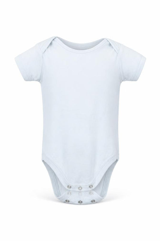 Front view of Tu Baby Blue Babygrow One-Piece, size 6-9, Months