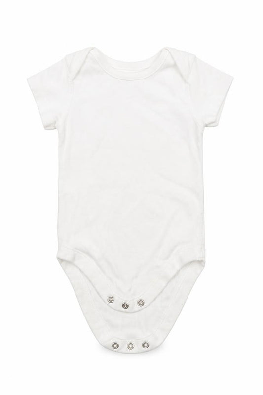 Front view of Marks & Spencer girls’ white babygrow one-piece, size 6-9, months