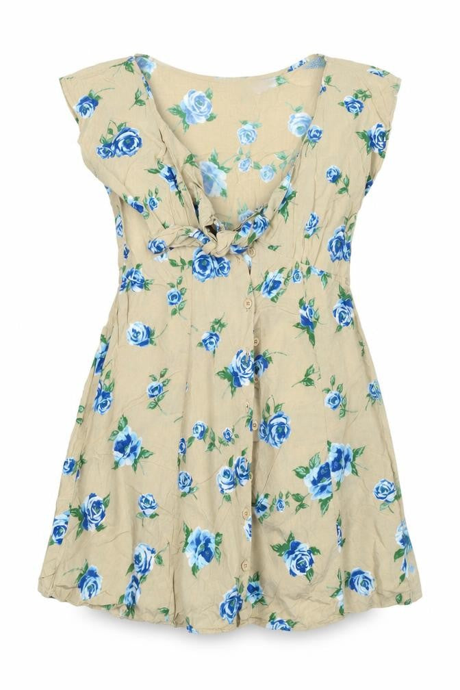 Motel Womens Beige Floral  Fit & Flare  Size XS
