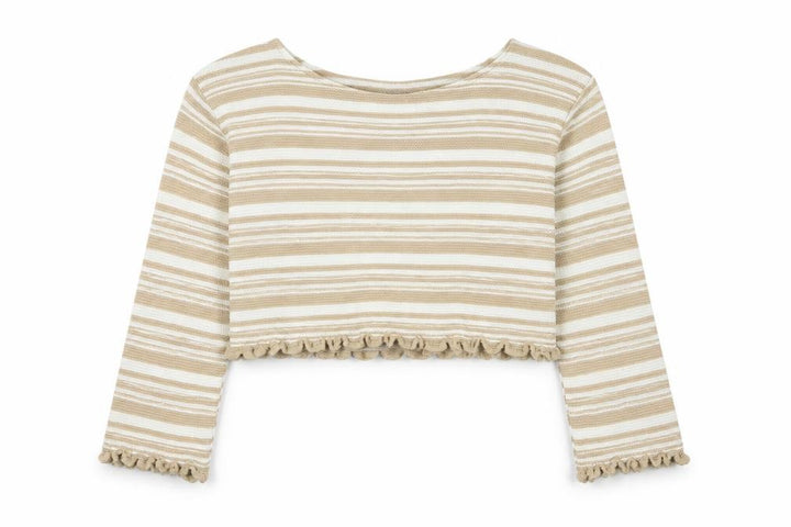 Nasty Gal Womens Beige Striped  Pullover Jumper Size M  - Cropped