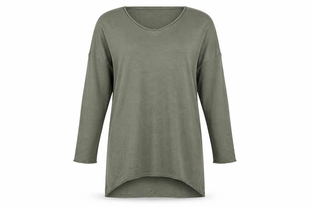 Front view of women’s green jumper dress, size M