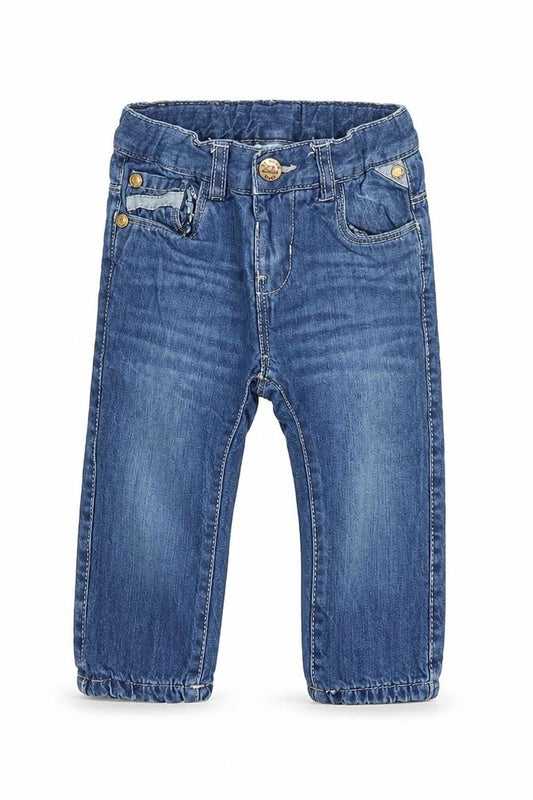 Front view of fagottino boys’ blue jeans, size 9-12, months