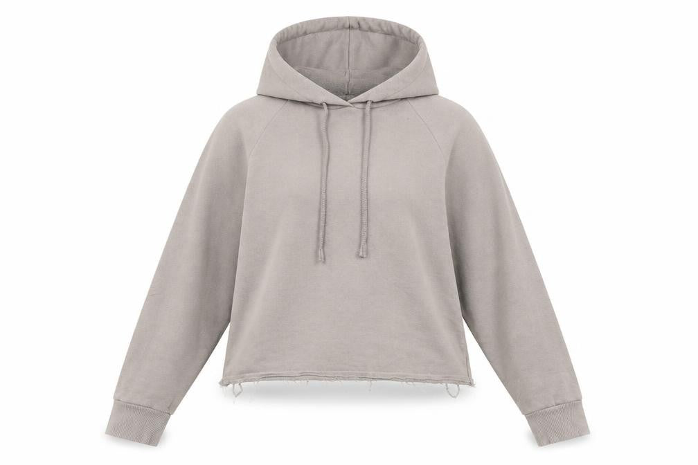 Front view of New Look women’s grey pullover hoodie, size UK 12