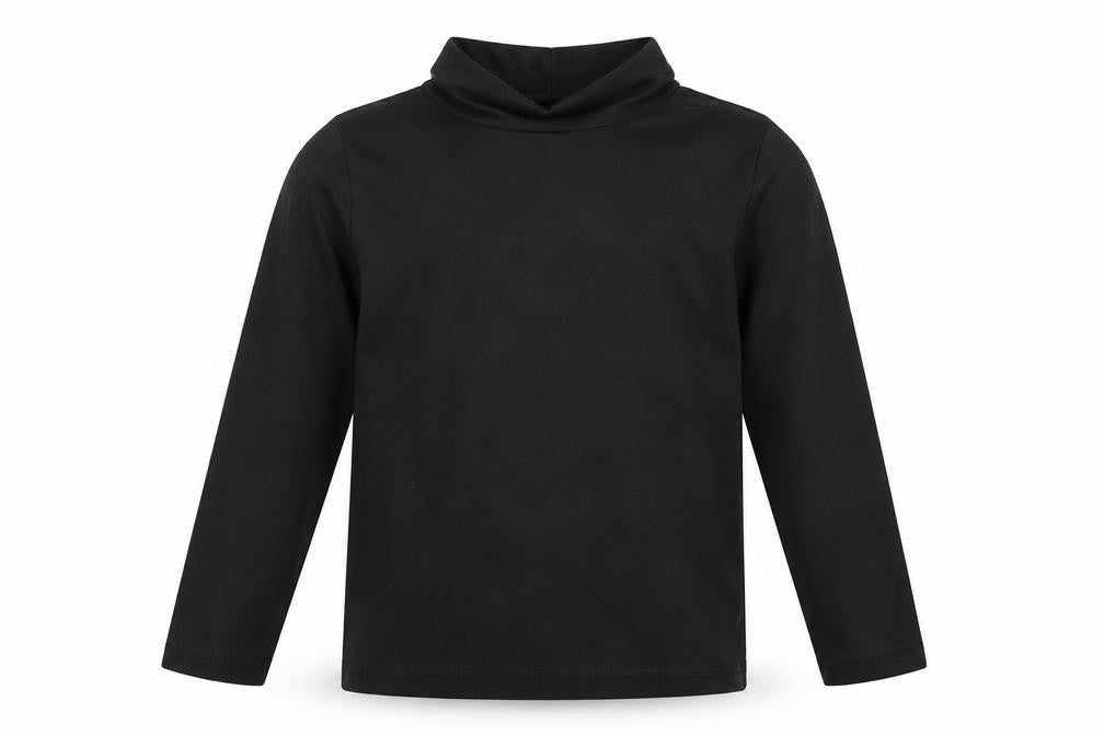 Front view of Crane boys’ black basic t-shirt, size 7-8, years