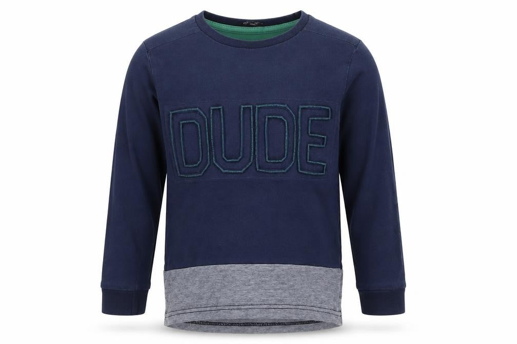 Front view of George boys’ blue basic t-shirt, size 3-4, years - dude