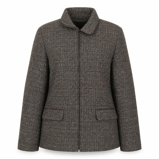 Front view of M&Co women’s brown jacket, size UK 12