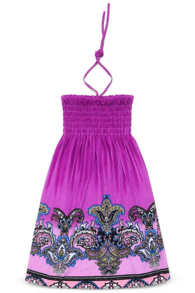 Front view of women’s purple geometric mini, size UK 6