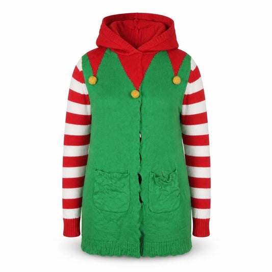 Front view of Brave Soul girls’ green pullover hoodie, size S, - seasonal christmas festive holiday