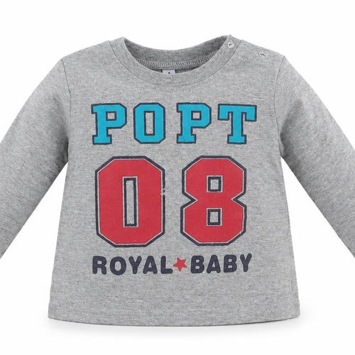 Preworn Boys Grey   Basic T-Shirt Size 12 Months  - Royal Baby
