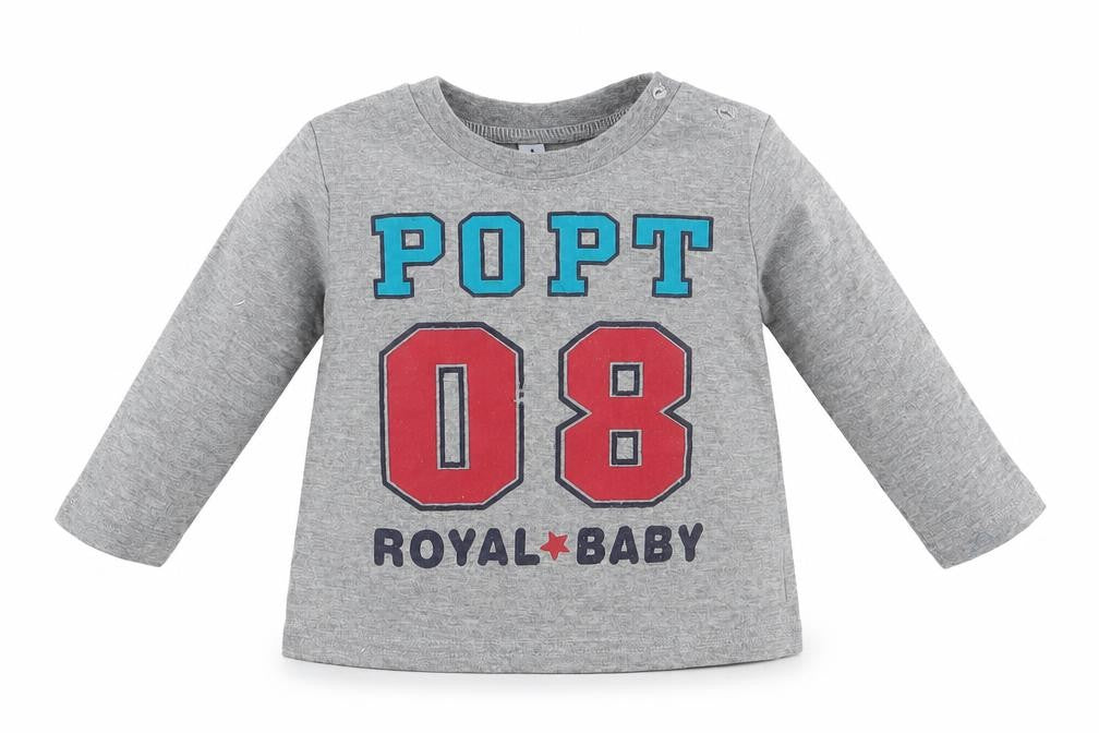 Preworn Boys Grey   Basic T-Shirt Size 12 Months  - Royal Baby