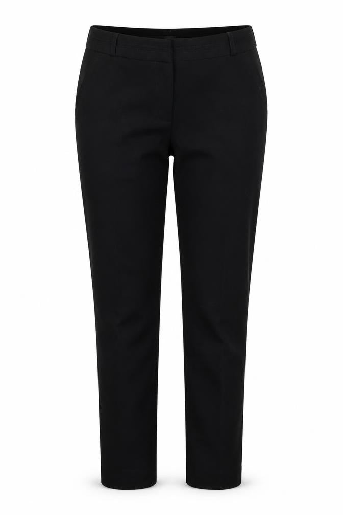 Front view of Primark women’s black chino trousers, size UK 8, 26-inch leg