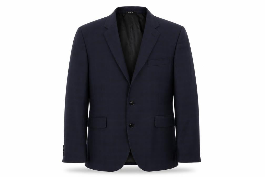 Front view of Cedarwood State men’s blue check jacket blazer, size 44