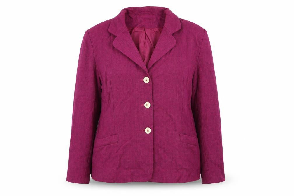 Front view of Special Collection women’s purple jacket blazer, size UK 18
