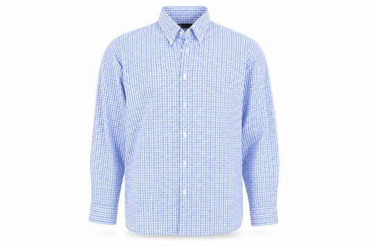 Front view of BHS men’s multicoloured check button-up, size M
