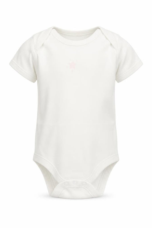 Front view of Matalan Baby White Babygrow One-Piece, size 18-24, Months