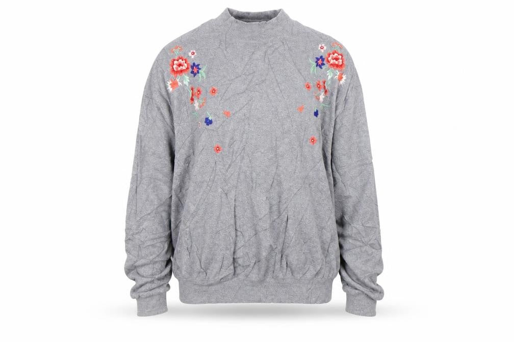 Front view of Primark women’s grey floral jumper, size L