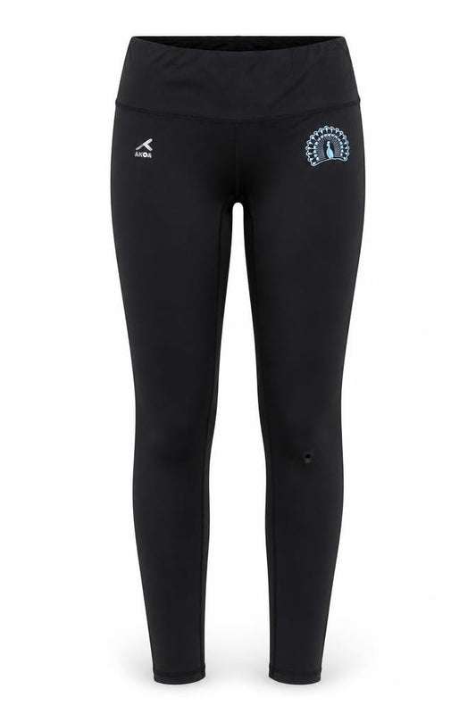 Front view of Akoa women’s black compression trousers, size XS, 25-inch leg
