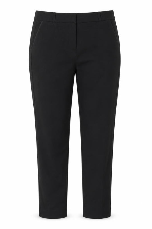 Front view of Next women’s black trousers, size UK 10, 27-inch leg