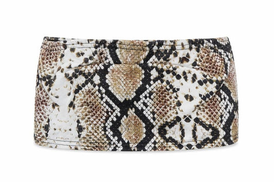 Front view of PRETTYLITTLETHING women’s beige animal print cropped t-shirt, size UK 10