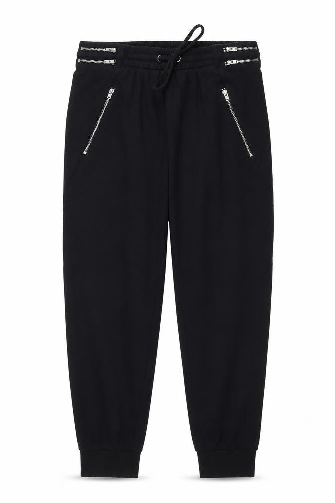 Front view of Preworn men’s black trousers, size S, 24-inch leg