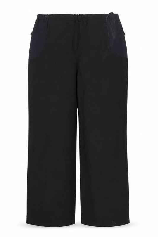 Front view of Preworn women’s black trousers, size UK 16, 28-inch leg