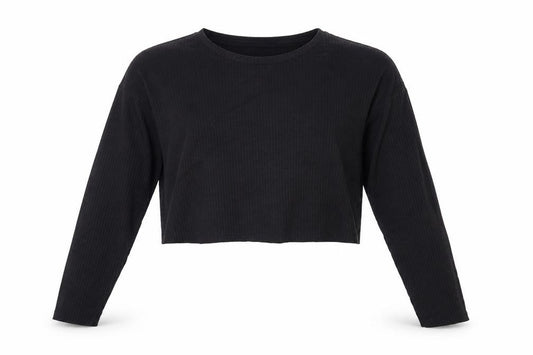 Front view of ASOS women’s black basic t-shirt, size UK 12