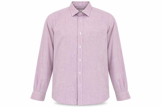 Front view of BHS men’s purple button-up, size 15.5