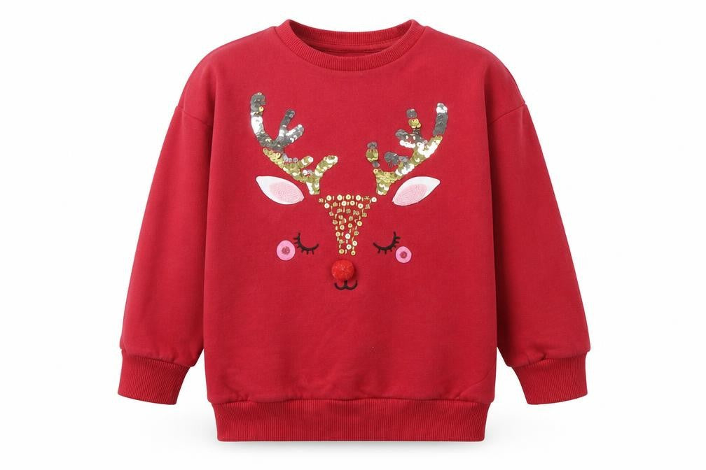 Front view of F&F boys’ red jumper, size 5-6, years - sequin