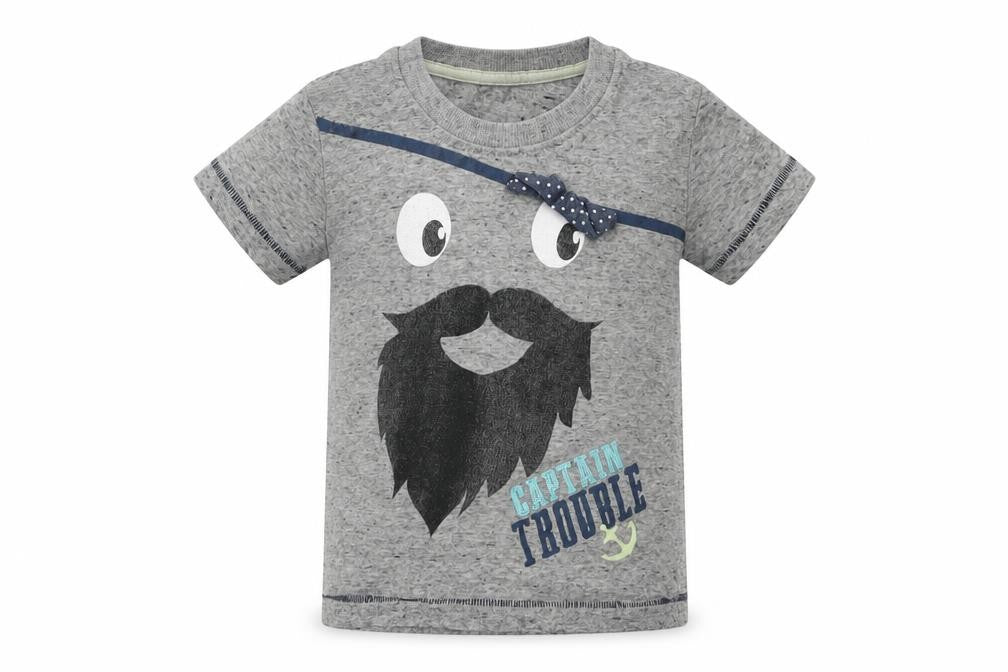 Front view of Matalan boys’ grey basic t-shirt, size 12-18, months