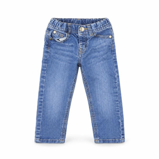 Front view of M girls’ blue capri jeans, size 18, months