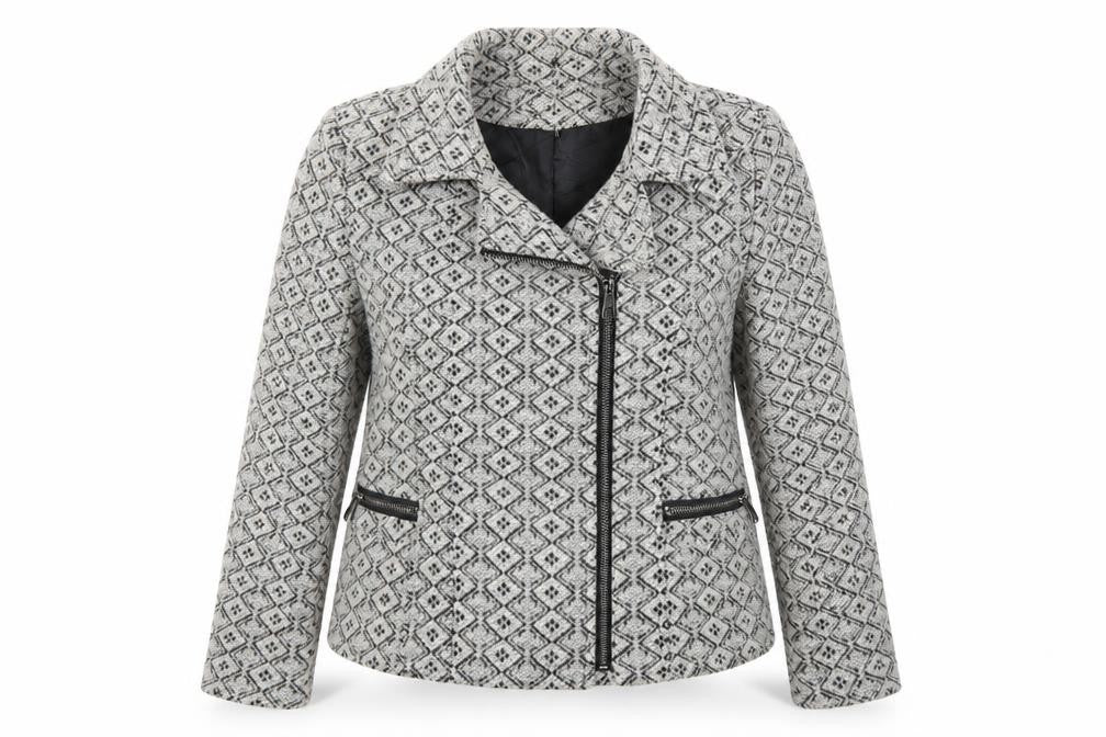 Front view of Debenhams women’s grey jacket coat, size UK 12