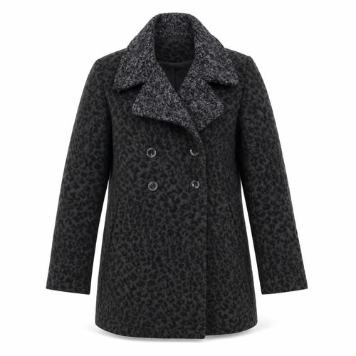 JHON LEWIS Girls Black Animal Print  Basic Coat Coat Size 11 Years