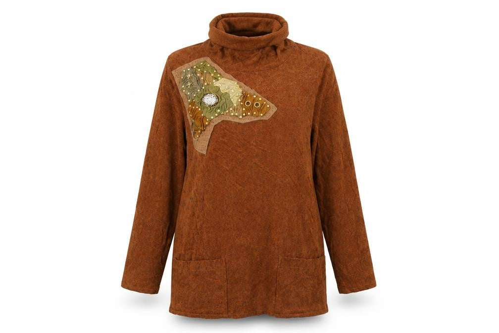 Front view of Jungle women’s blue pullover sweatshirt, size UK 14