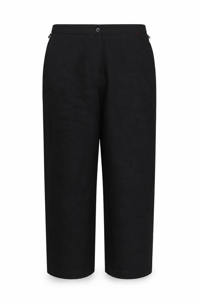Front view of Preworn women’s black trousers, size UK 16, 29-inch leg