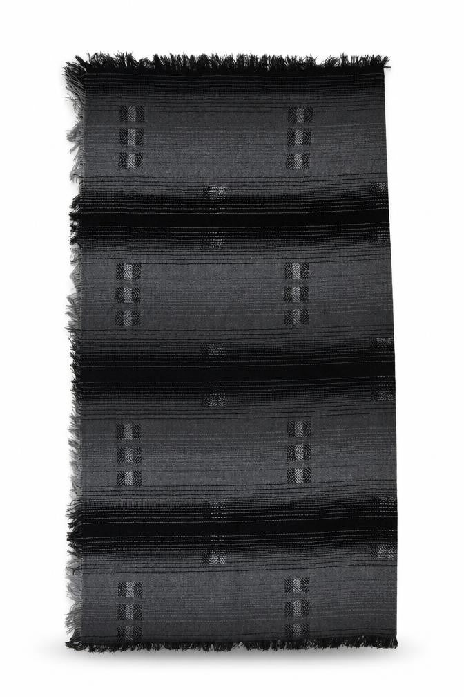 Front view of Preworn women’s black striped shawl/wrap