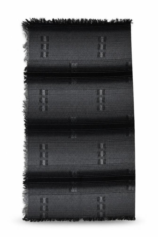 Front view of Preworn women’s black striped shawl/wrap