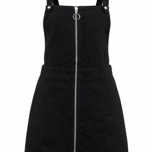 Divided Womens Black   Pinafore/Dungaree Dress  Size 6  - Suede Effect