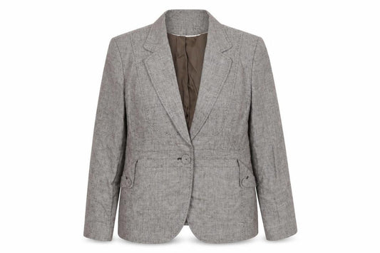 Front view of Next women’s beige jacket, size UK 18
