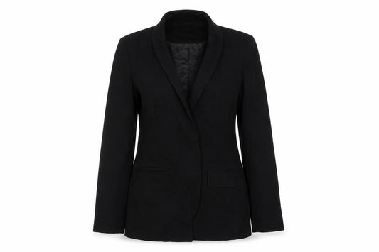 Front view of Warehouse women’s black jacket blazer, size UK 10