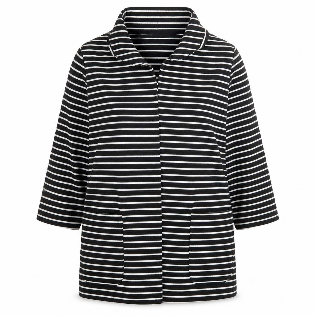 Front view of F&F women’s multicoloured striped jacket blazer, size UK 12