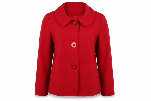 Front view of Autonomy women’s red jacket, size UK 14