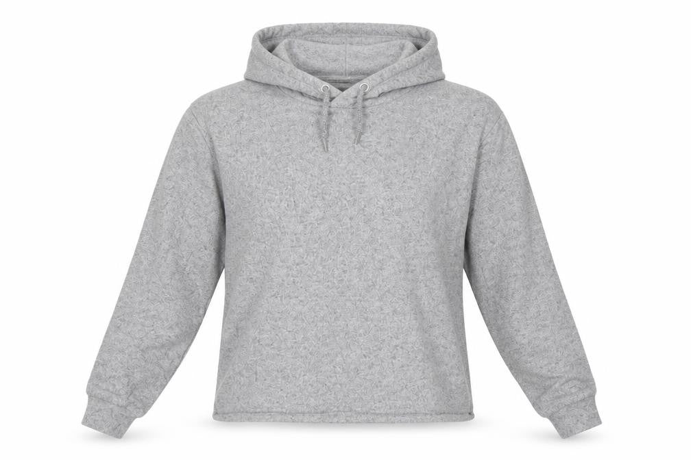 Front view of Primark women’s grey pullover hoodie, size UK 12