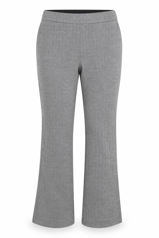 Front view of Marks & Spencer women’s grey trousers, size UK 14, 28-inch leg