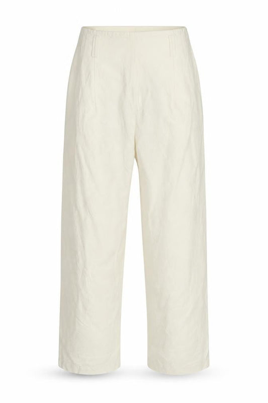 Front view of Preworn women’s ivory trousers, size UK 26, in, 23-inch leg