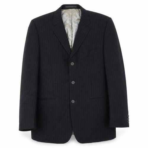 City Survival Mens Black Striped  Jacket Suit Jacket Size 40