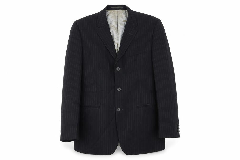 City Survival Mens Black Striped  Jacket Suit Jacket Size 40